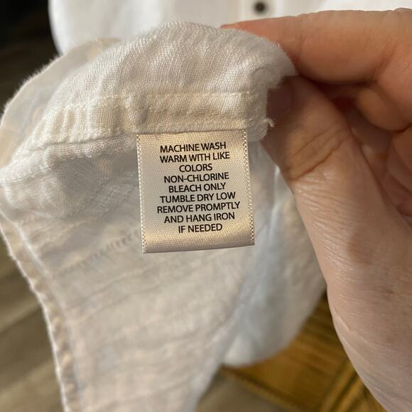 Jos A Bank 100% Linen Button Up Shirt White Long Sleeve Men’s XL - Picture 5 of 6